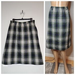 Vintage F. Shay Of Boston Wool Blend Tartan Plaid Stretch Waist Skirt Size 16